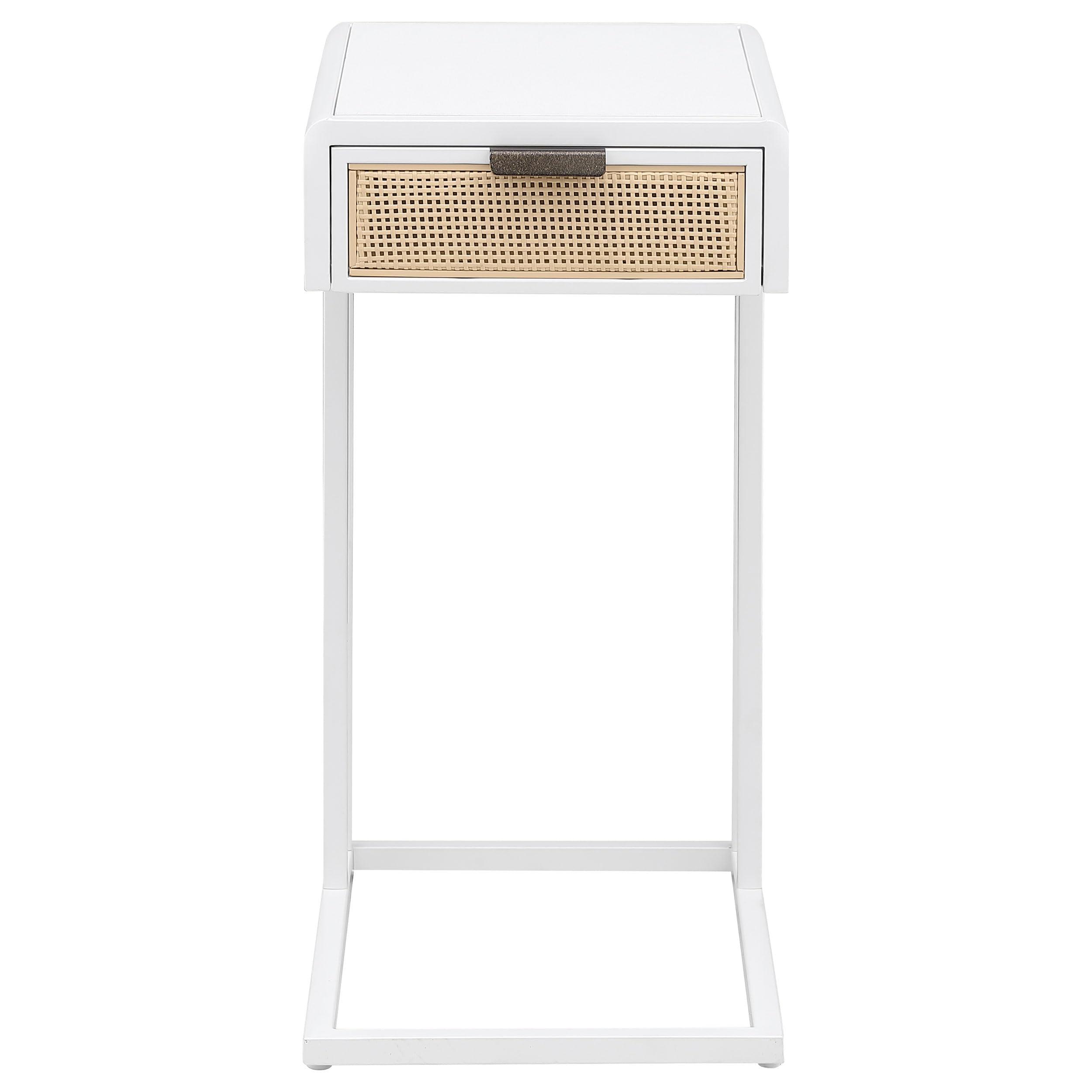Coaster Home Furnishings Amherst 1-Drawer Radio Weave Cane Metal Side Table White