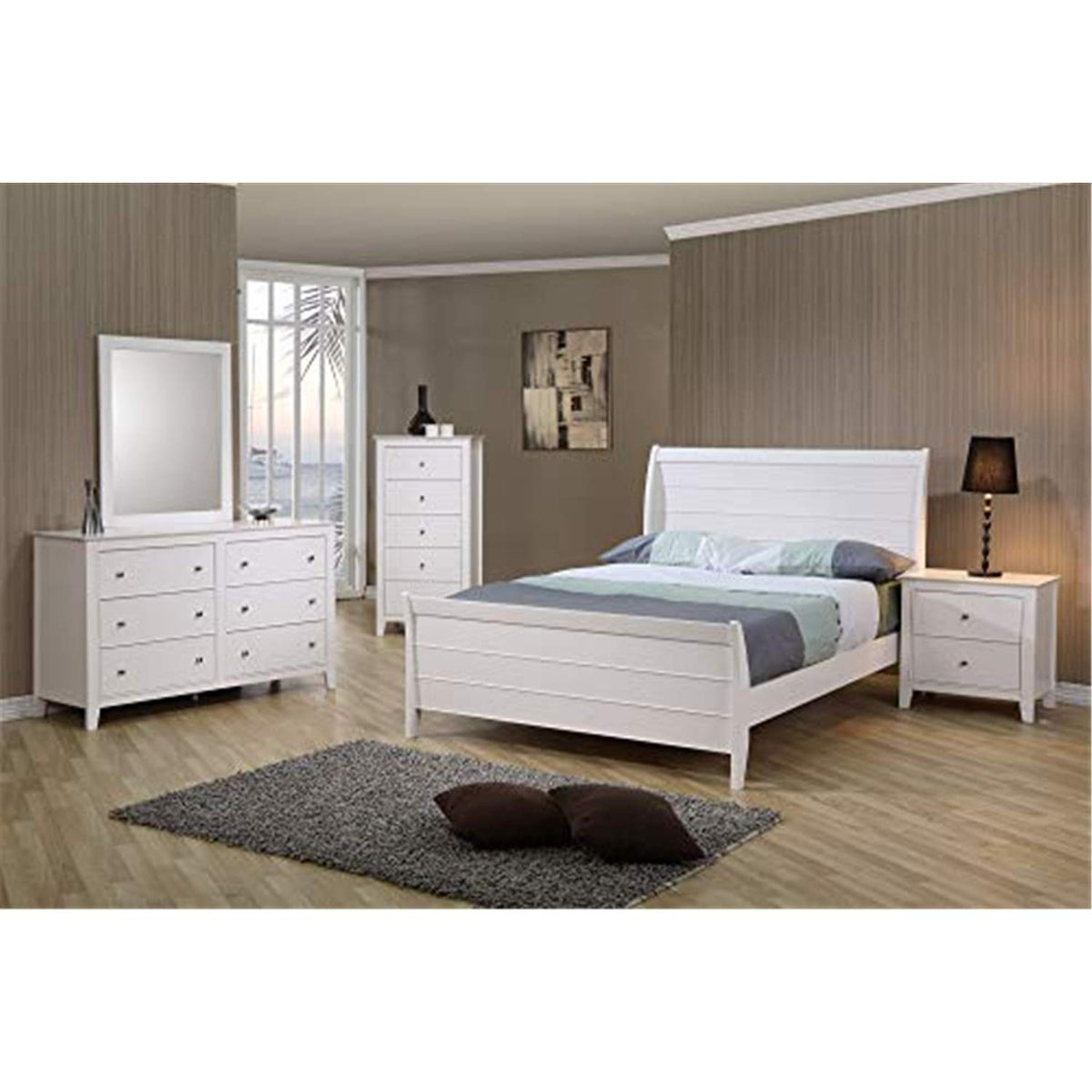 Coaster Selena Twin Bed 4-Piece Set, Cream White