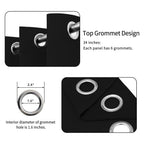 Easy-Going Blackout Curtains For Bedroom, Solid Thermal Insulated Grommet And Noise Reduction Window Drapes, Room Darkening Curtains For Living Room, 2 Panels (34X45 In, Black)