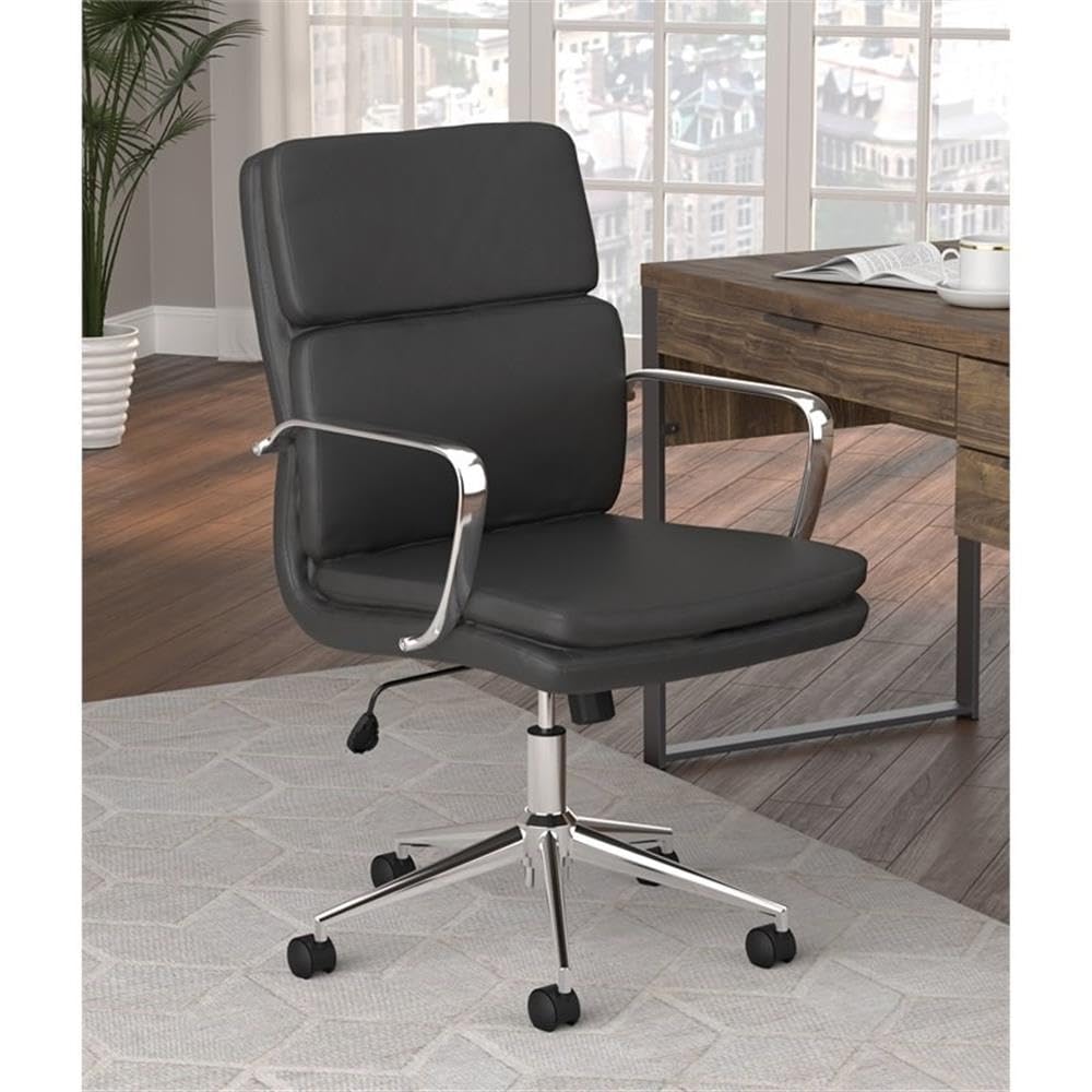 Coaster Home Furnishings Standard Back Upholstered Office Chair Black and Chrome
