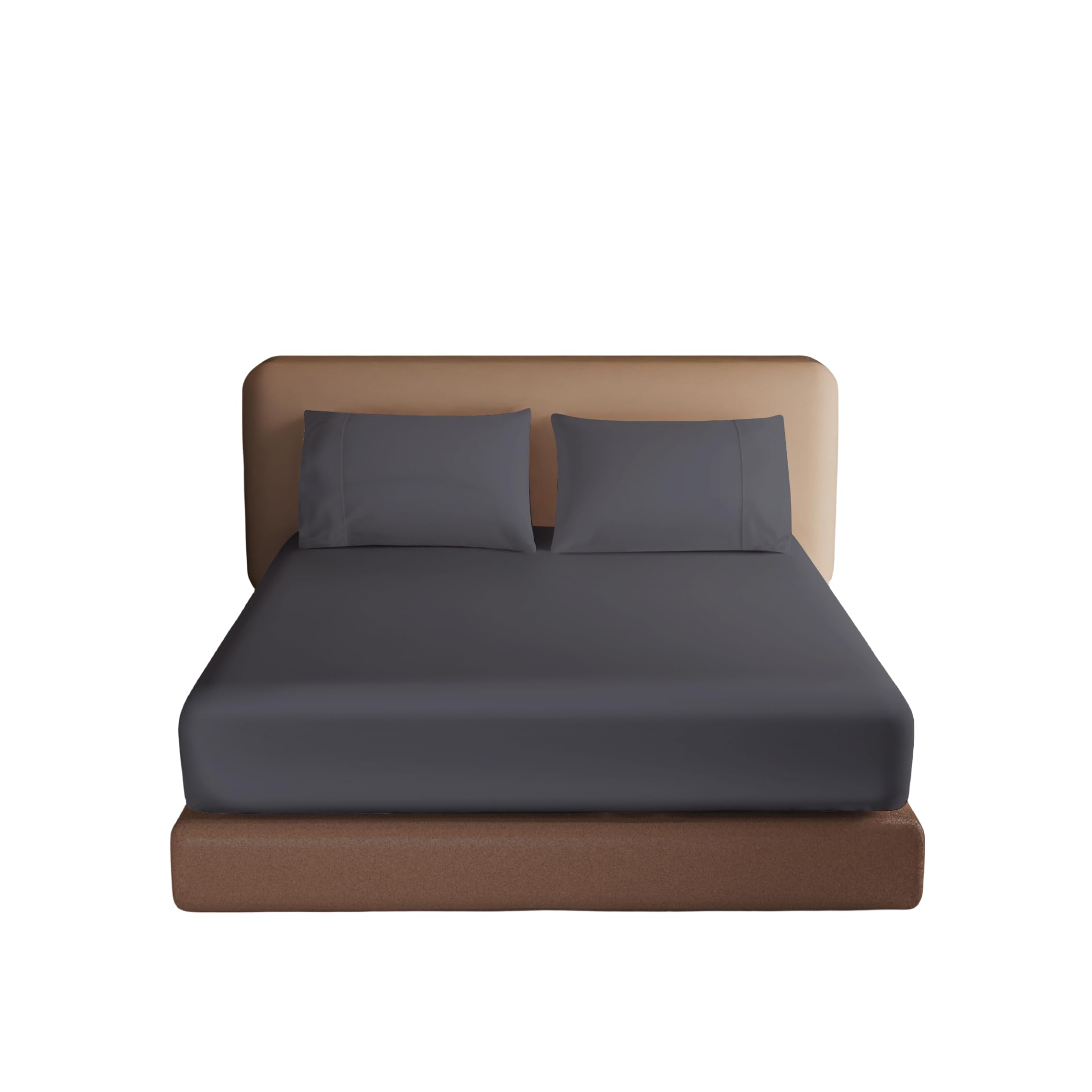 100% Egyptian Cotton Fitted Sheet Twin Size, 600 Thread Count, 16'' Deep Pocket Sheet, Soft & Elastic Sateen Weave Bottom Sheet