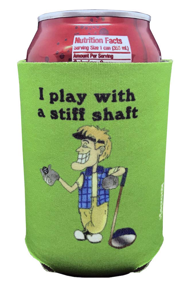Giggle Golf I Play With A Stiff Shaft Waffle Golf Towel, Poker Chip, And Can Cooler | Funny Golf Towel