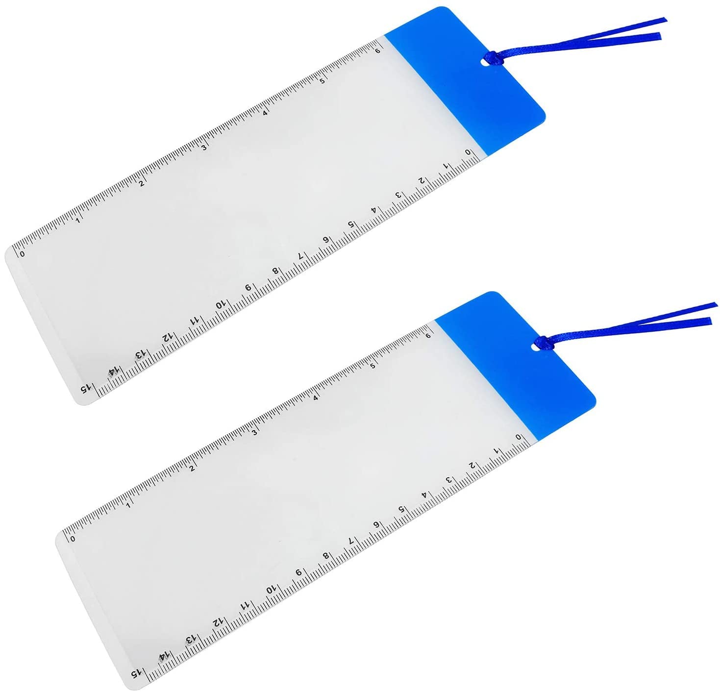 Sqxbk Magnifier Bookmark 2Pcs Blue Magnifyingfresnel Lens Bookmarks With 6Inch Ruler