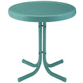 Crosley Furniture Gracie Weather Resistant Retro Metal Outdoor Side Table For Patio, Deck, Porch, Caribbean Blue