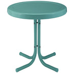 Crosley Furniture Gracie Weather Resistant Retro Metal Outdoor Side Table For Patio, Deck, Porch, Caribbean Blue