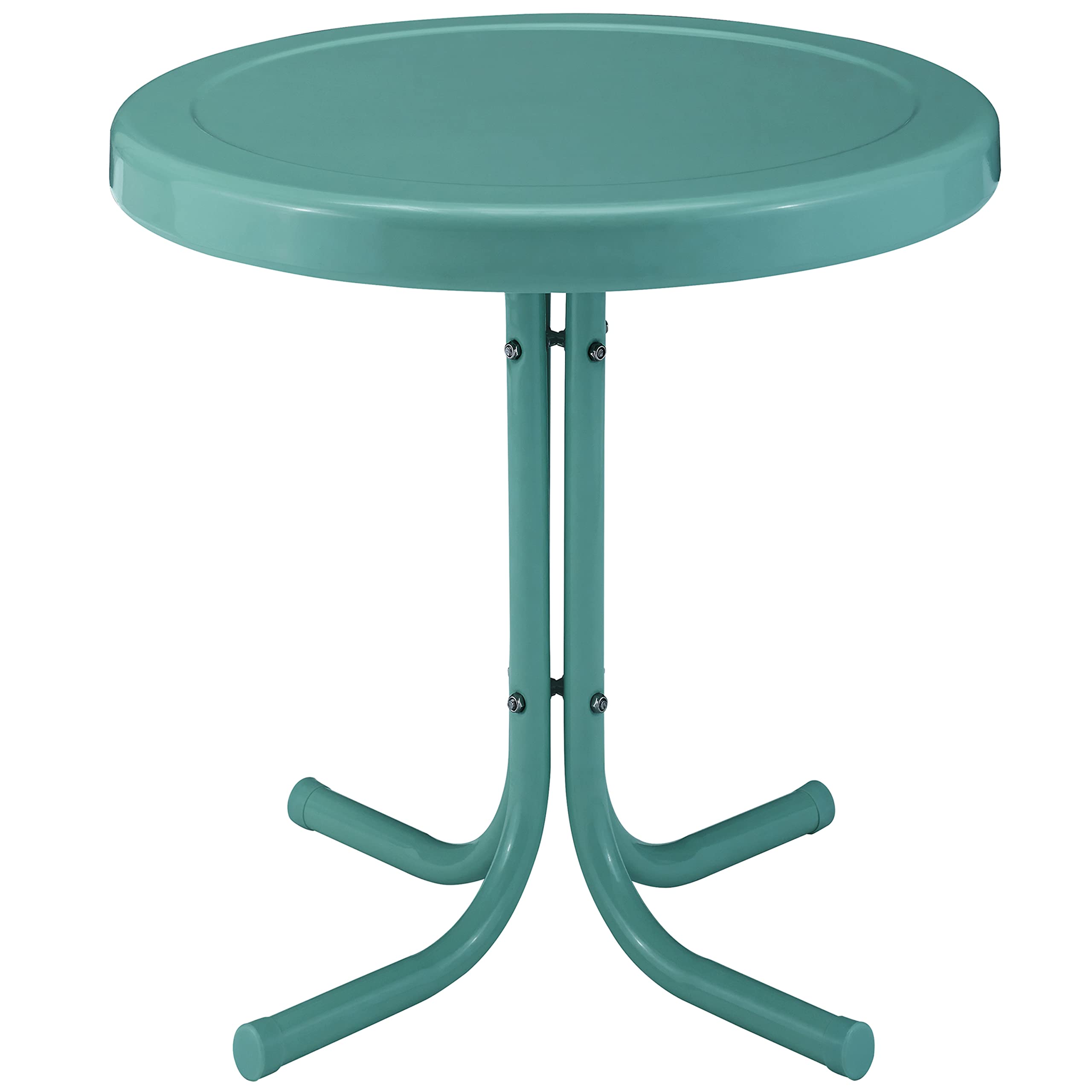 Crosley Furniture Gracie Weather Resistant Retro Metal Outdoor Side Table For Patio, Deck, Porch, Caribbean Blue