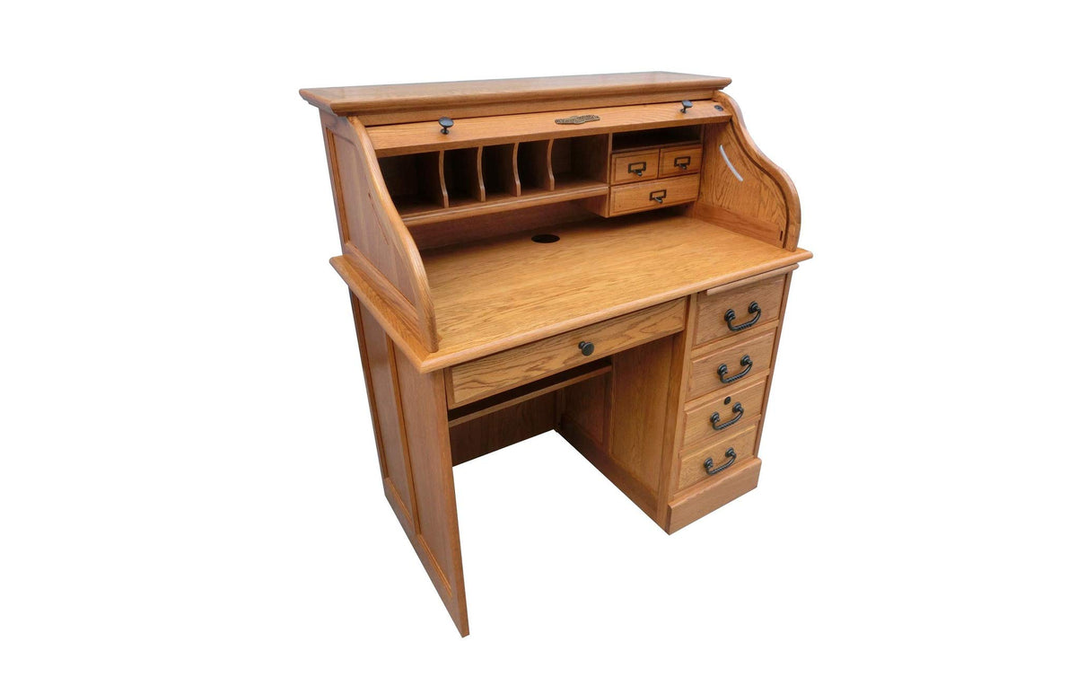 HomeRoots 40.5' X 24' X 45' Harvest Oak Hardwood Student Roll Top Desk