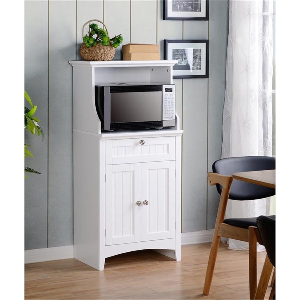 American Furniture Classics OS Home and Office Microwave/Coffee Maker Utility Cabinet Kitchen cart, White