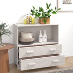 vidaXL Solid Pinewood Sideboard HAMAR- White 33.5"x13.8"x31.5"- Decorative and Practical Storage Solution- Elegant Design with Sturdy Tabletop, Ample Space with Compartments and Drawers