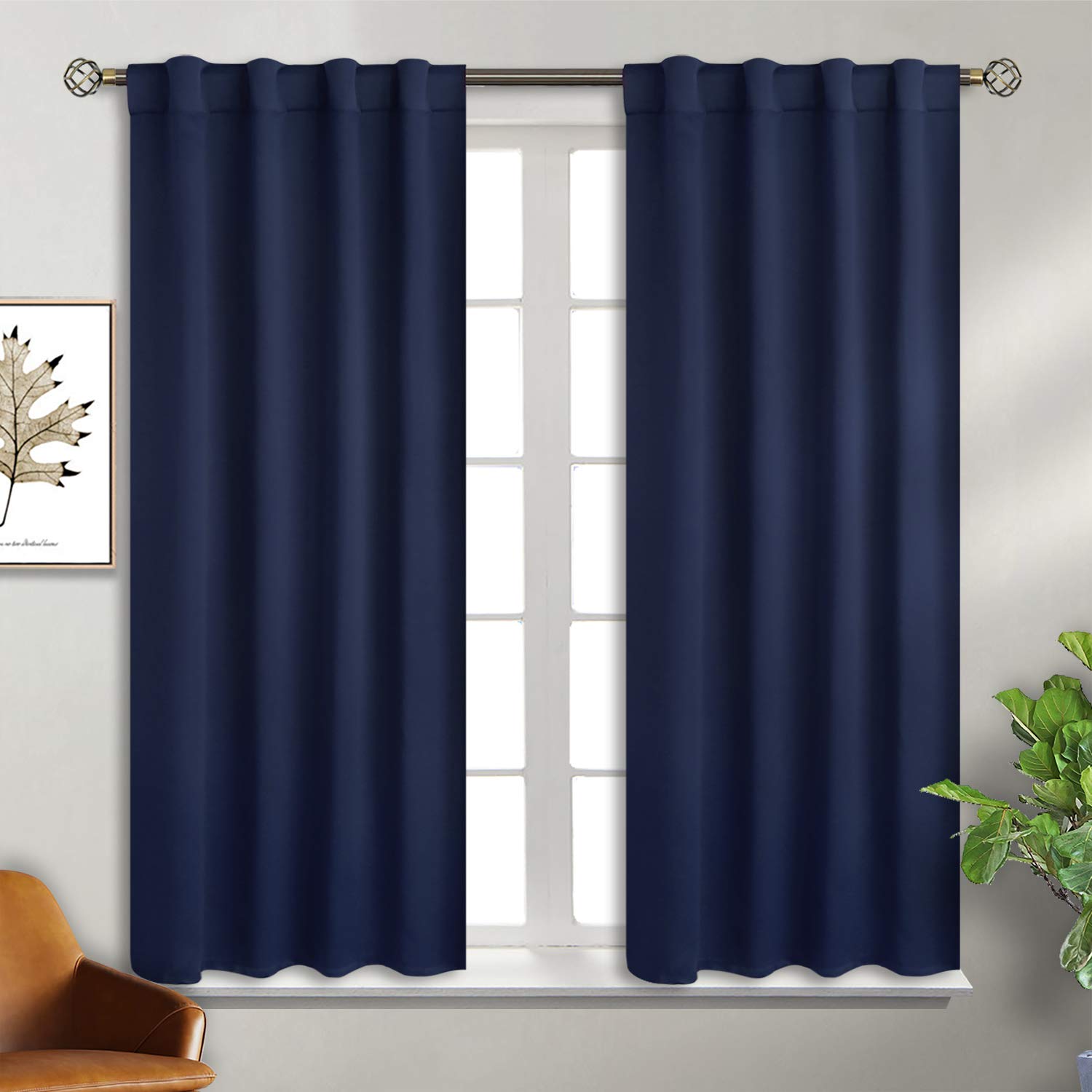 Bgment Blackout Curtains For Bedroom - 38 X 45 Inch Curtains Rod Pocket And Back Tab Thermal Insulated Room Darkening Curtains F