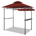 Charmeleon Double Tiered Grill Gazebo 8X 5, Outdoor Bbq Patio Canopy Tent With Stretchable Side Awning (Burgundy)
