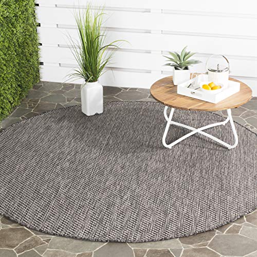 Safavieh Courtyard Collection 4' Round Black/Beige Cy8521 Indoor/ Outside Waterproof Easy Cleansingpatio Backyard Mudroom Area M