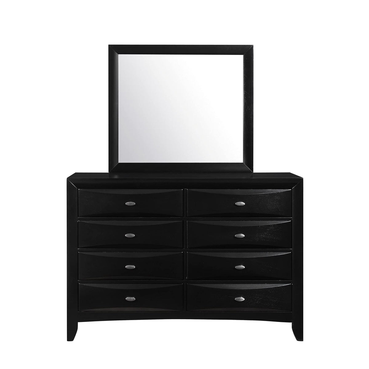 HomeRoots Wood Black Dresser with 5 Chambared Drawer