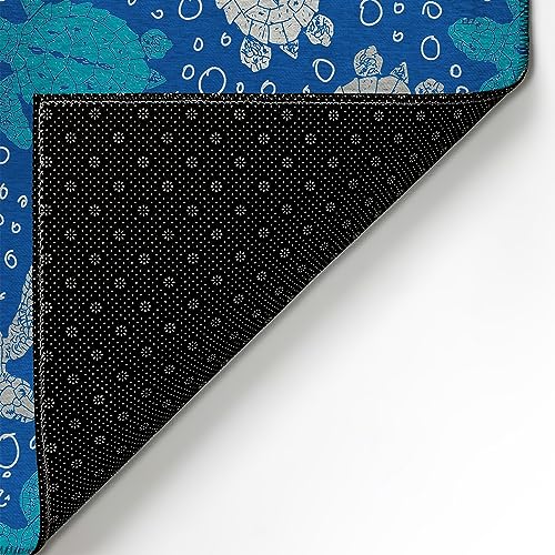 Addison Rugs Surfside Asr43 Blue 8' X 8' Indoor Outdoor Round Rug, Easy Clean, Machine Washable, Non Shedding, Bedroom, Living R