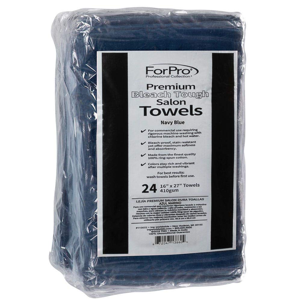 Forpro Professional Collection Premium Bleach Tough Salon Towels, 100% Cotton, Bleach-Proof, Stain Resistant & Color Safe Towels