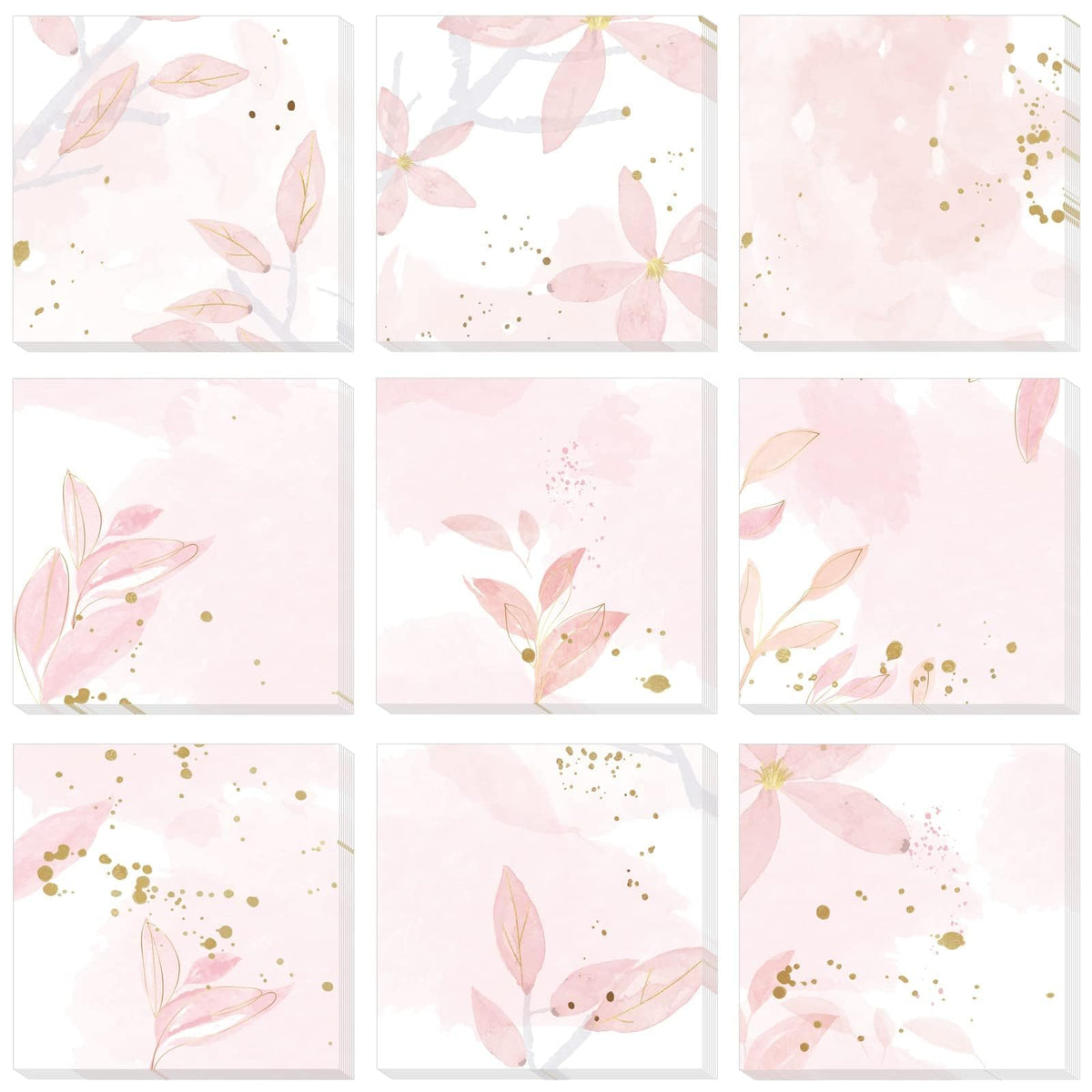 9 Pieces Boho Leaves Sticky Note Pads Adhesive Memo Notes Self-Stick Note Pads For Reminders, Study, Work, Office, School And Ho