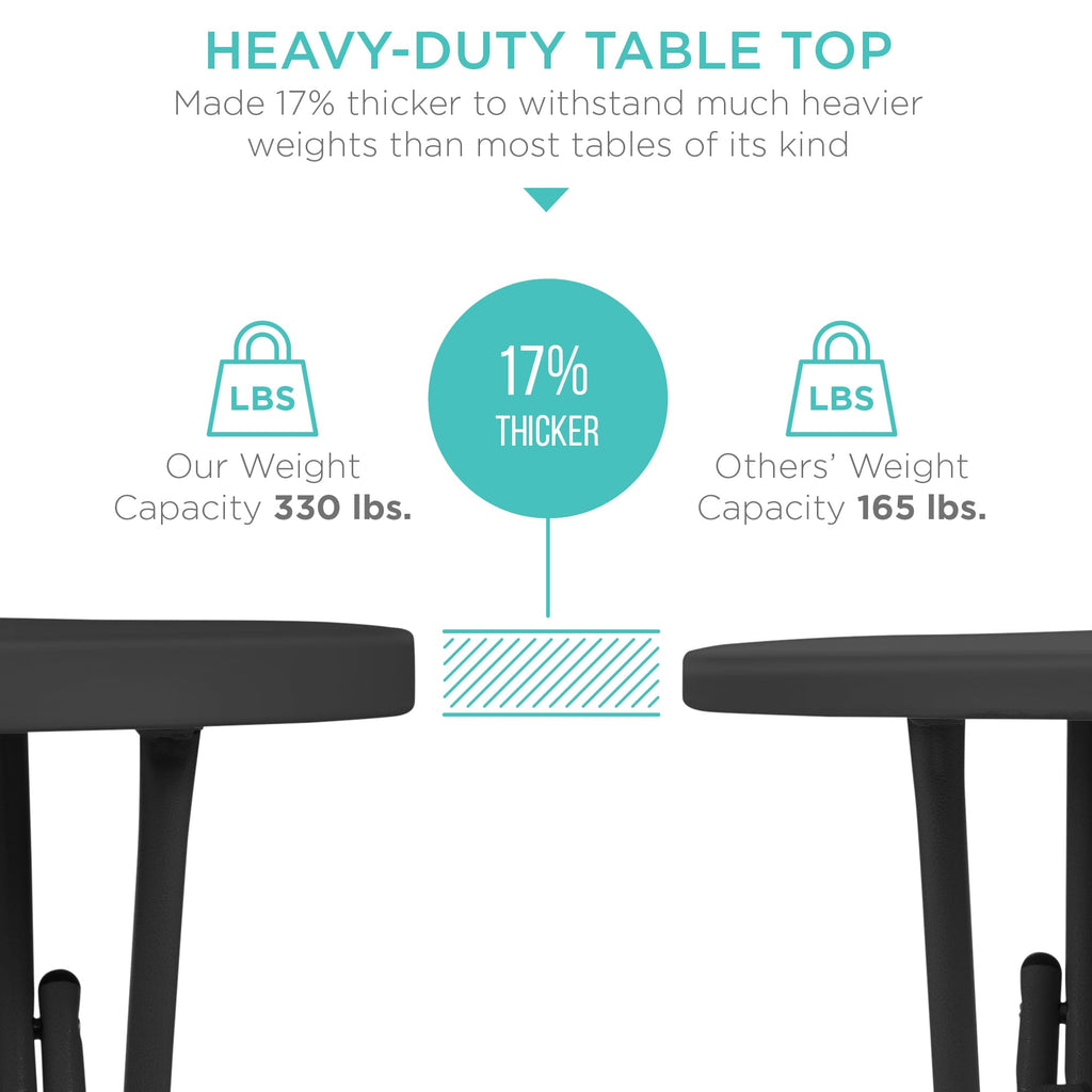 Best Choice Products 32In Bar Height Folding Table, Round Indoor Outdoor Accessory For Patio, Backyard, Dining Room, Events W/Thick Table Top, Metal Frame, Locking Legs, 330Lb Weight Capacity - Black