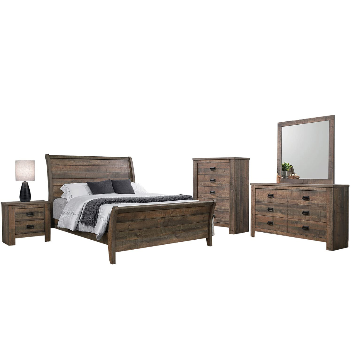 Coaster Frederick Queen Bed 5-Piece Set, Weathered Oak