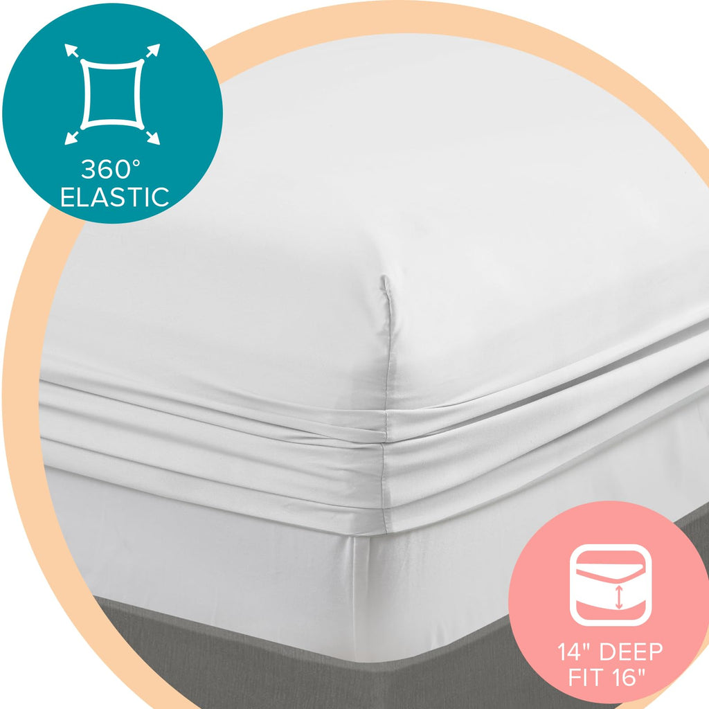 Comfort Spaces Coolmax Moisture Wicking Sheet Set Soft, Fade Resistant, All Elastic Deep Pocket Fits Up To 16' Mattress - Warm Weather Cooling Sheets For Night Sweats, Full, White, 4 Piece