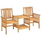 vidaXL Rustic Solid Acacia Wood Bistro Set with Tea Table and Cushions, Comfortable Outdoor Patio Chairs, User-Friendly Garden Furniture.
