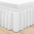 Rimela White Bed Skirt Queen 15 Inch Drop Silky Luxurious Fabric, Wrinkle And Fade Resistant With Adjustable Elastic Belt Easy T