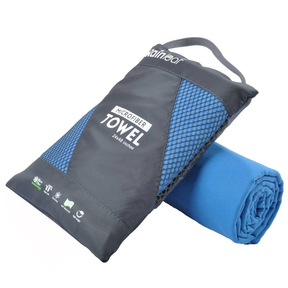 Rainleaf Microfiber Towel,Blue,12 X 24 Inches