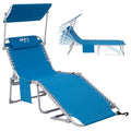 #Wejoy Folding Chaise Lounge Chairs With Adjustable Back And Canopy Shade Folding Tanning Chair With Head Rest Pillow & Side Pocket For Outdoor Sunbathing Beach Pool Lawn Camping Home Use