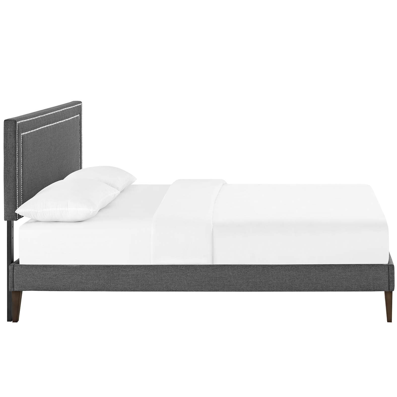 Modway Virginia Upholstered Full Platform Bed Frame With Tapered Legs In Gray