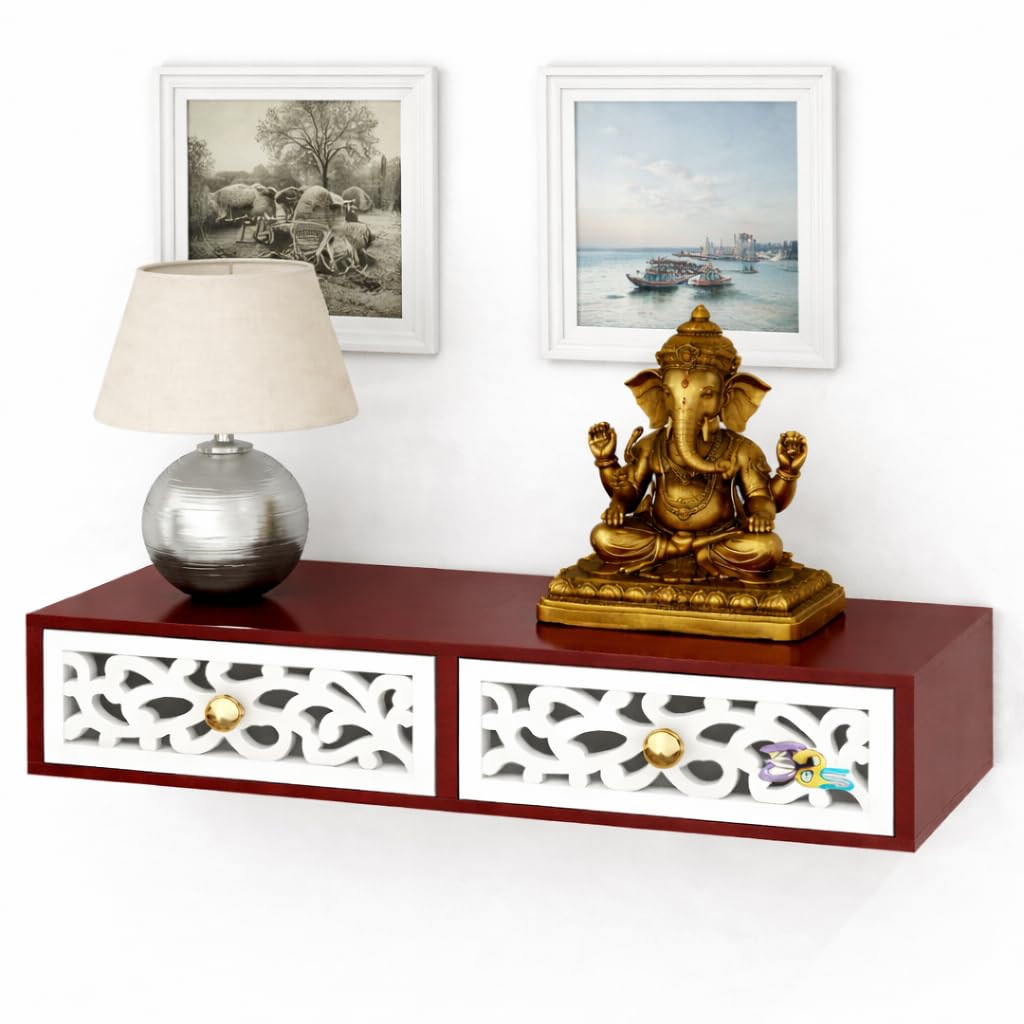 Dime Arts Shoppee Floating Engineered Wood Shelves with Drawer, Wall Shelves Multi use as Cabinet or Nightstands for Desk or Wal