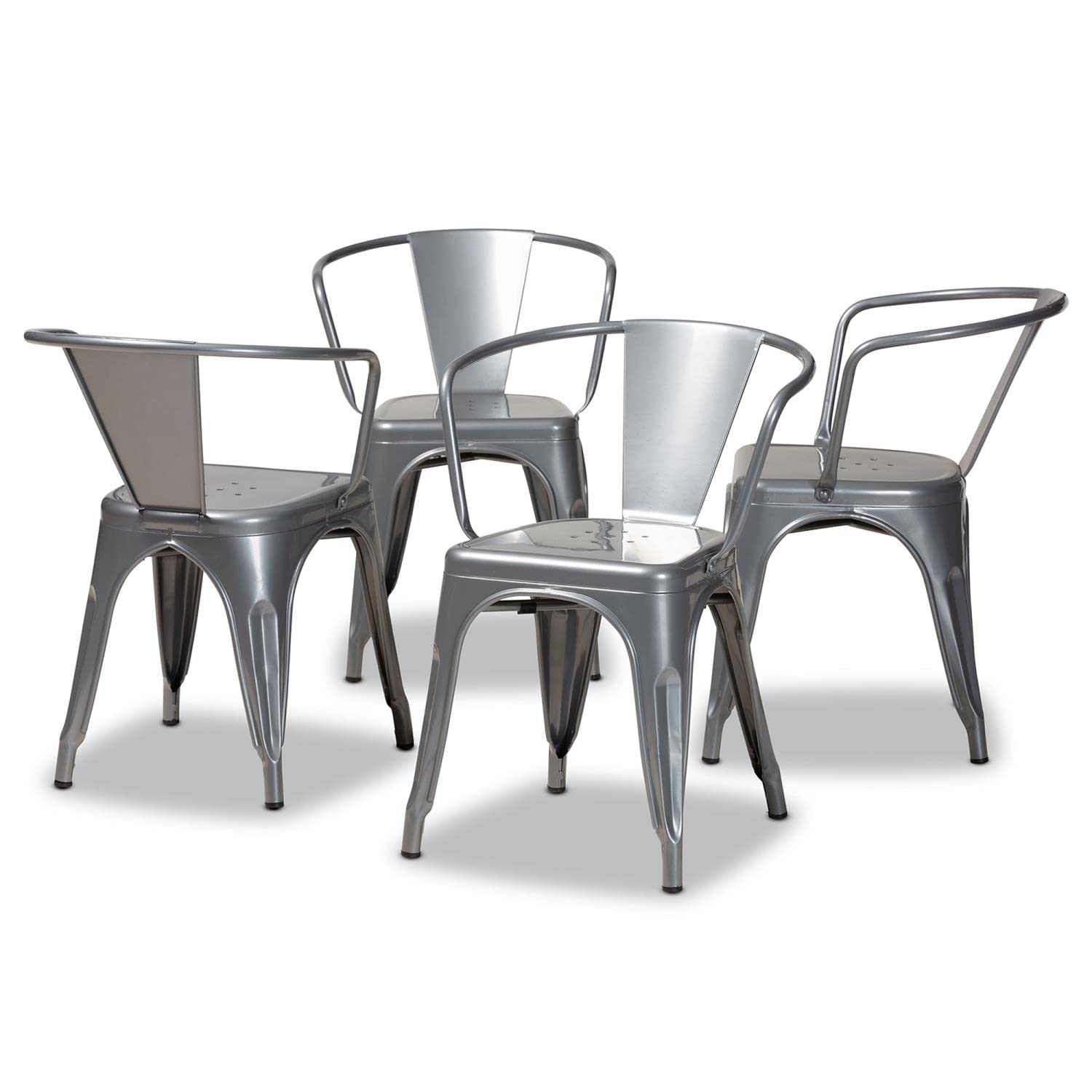 Baxton Studio Ryland Grey Finished Metal Dining Chair (Set of 4)