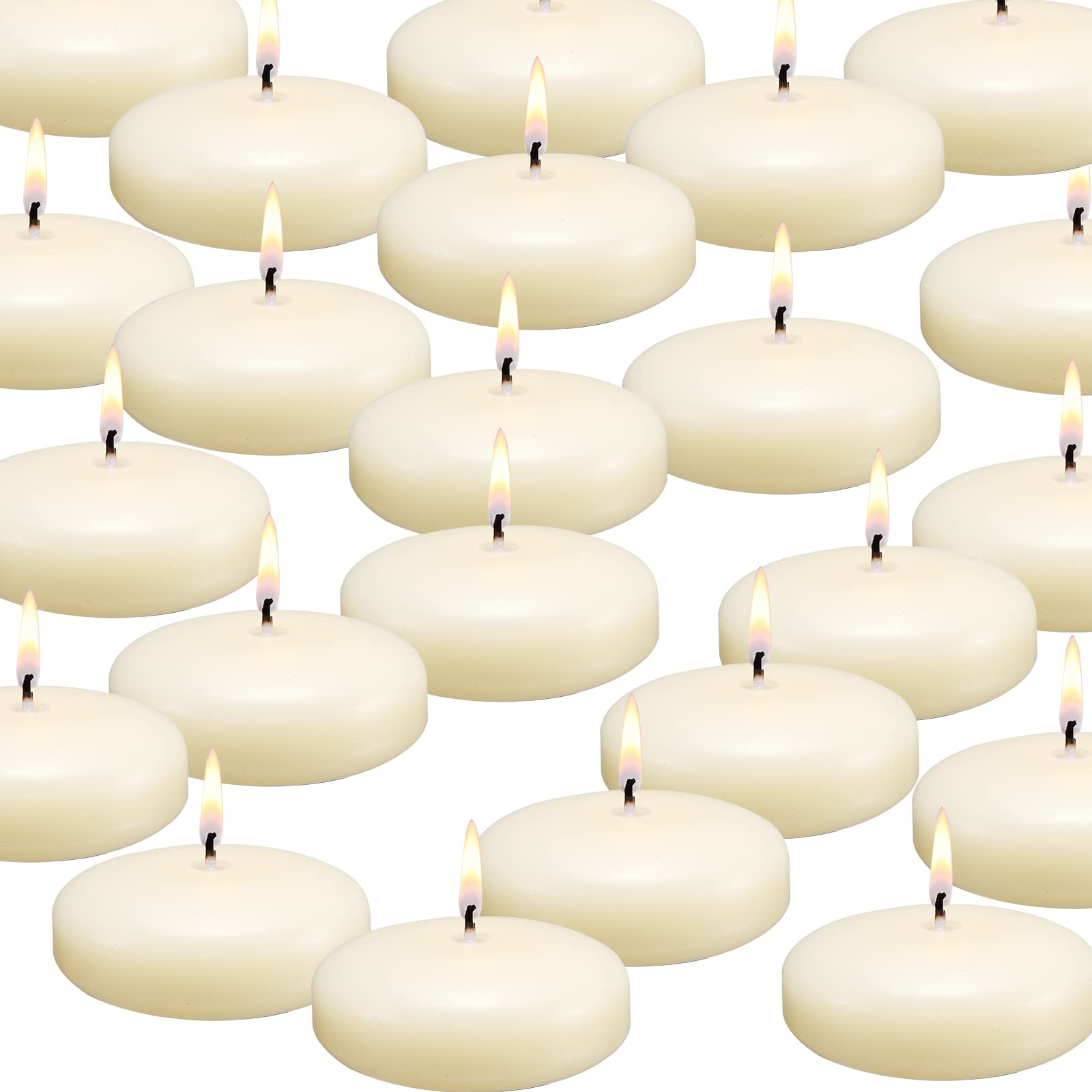 qinxiang 12 Pack Floating Candles, 3    Ivory Unscented Dripless Wax Burning Candles, for Cylinder Vases, Weddings, Party and Ho