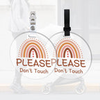 FREEBLOSS 2 Pack No Touching Baby Car Seat Sign, Rainbow No Kissing Baby Stroller Tag Please Do Not Touch Baby Sign with 4 Hangi