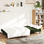 vidaXL 2-Seater Velvet Sofa Bed - Convertible Sleeper Loveseat in Dark Green, Multi-Purpose with Sturdy Wood Frame, for Home/Office