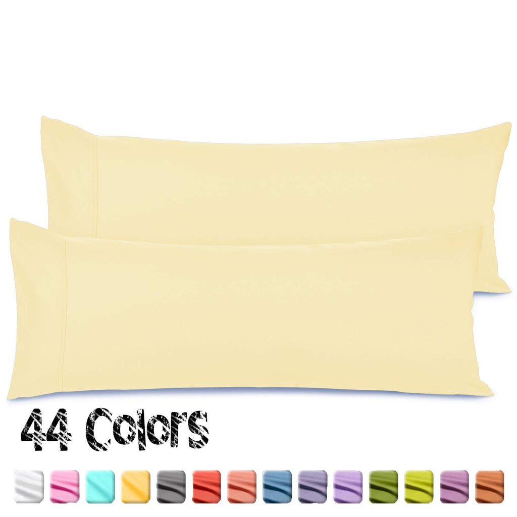 Nestl Body Pillow Cover - Soft Body Pillow Pillowcase - Lightweight Custard Yellow Pillowcase - Microfiber Body Pillow Case Cover - 20X54 Inches - Envelope Closure, Set Of 2