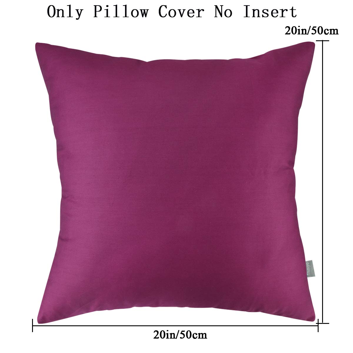 Thmyo 4-Pack 100% Cotton Comfortable Solid Decorative Throw Pillow Case, Square Cushion Cover Pillowcase Sublimation Blank Pillow Covers Diy Throw Pillowcase(20X20 Inch/ 50X50Cm,Dark Reddish Purple)