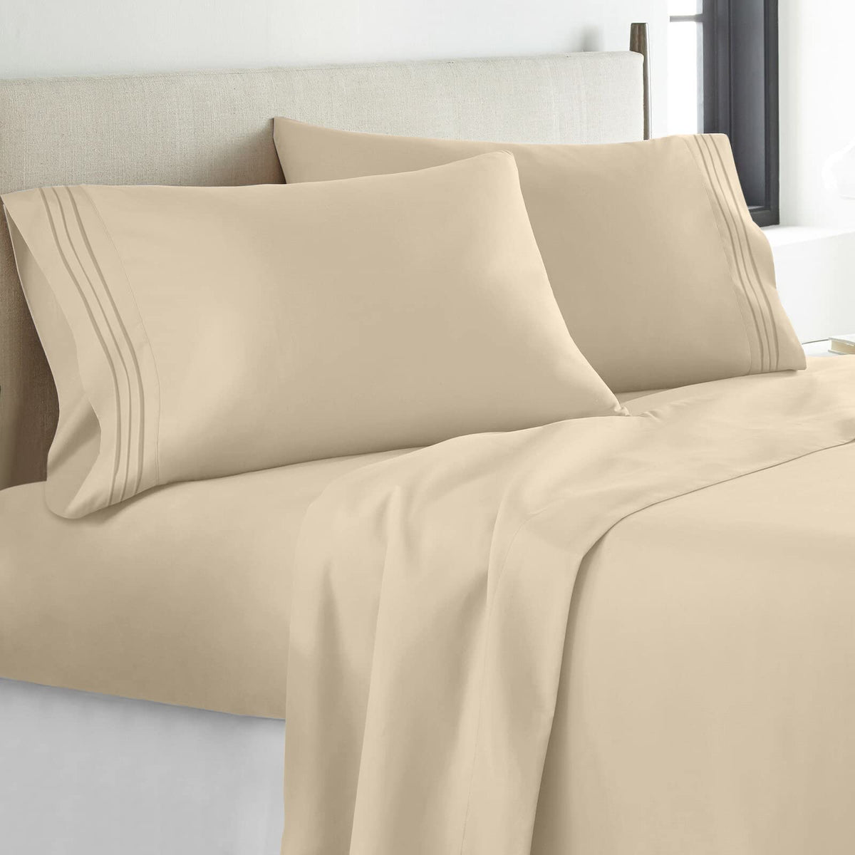 Yiyea Queen Sheet Set - Hotel Luxury 1800 Thread Count Brushed Microfiber Bed Sheets For Queen Size Bed - Extra Soft, Deep Pocke