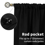 Bgment Rod Pocket Blackout Curtains For Bedroom - Thermal Insulated Room Darkening Curtain For Living Room, 52 X 54 Inch, 2 Panels, Black