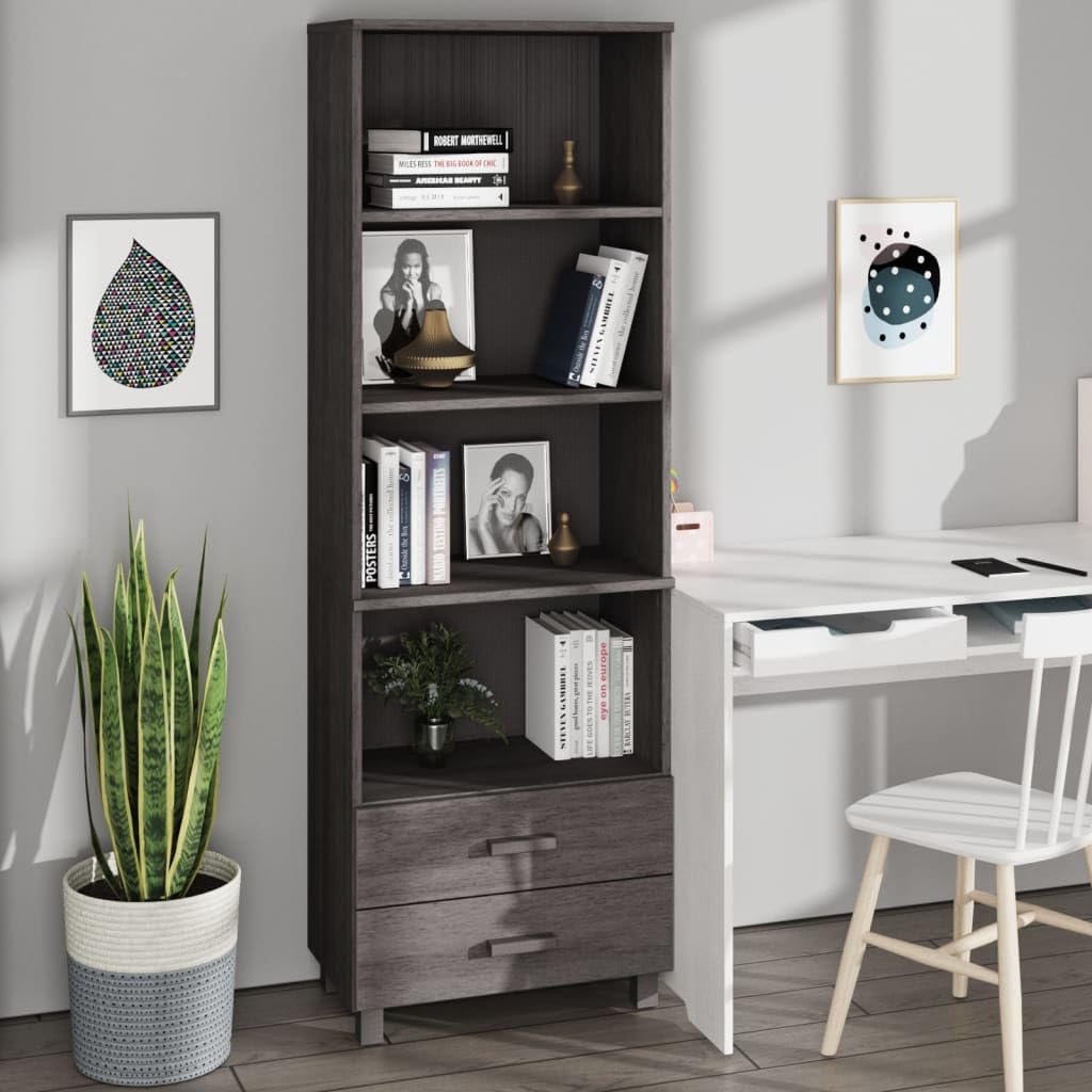 vidaXL Cabinet Bookshelf Entryway Cabinet HAMAR Light Gray Solid Wood Pine