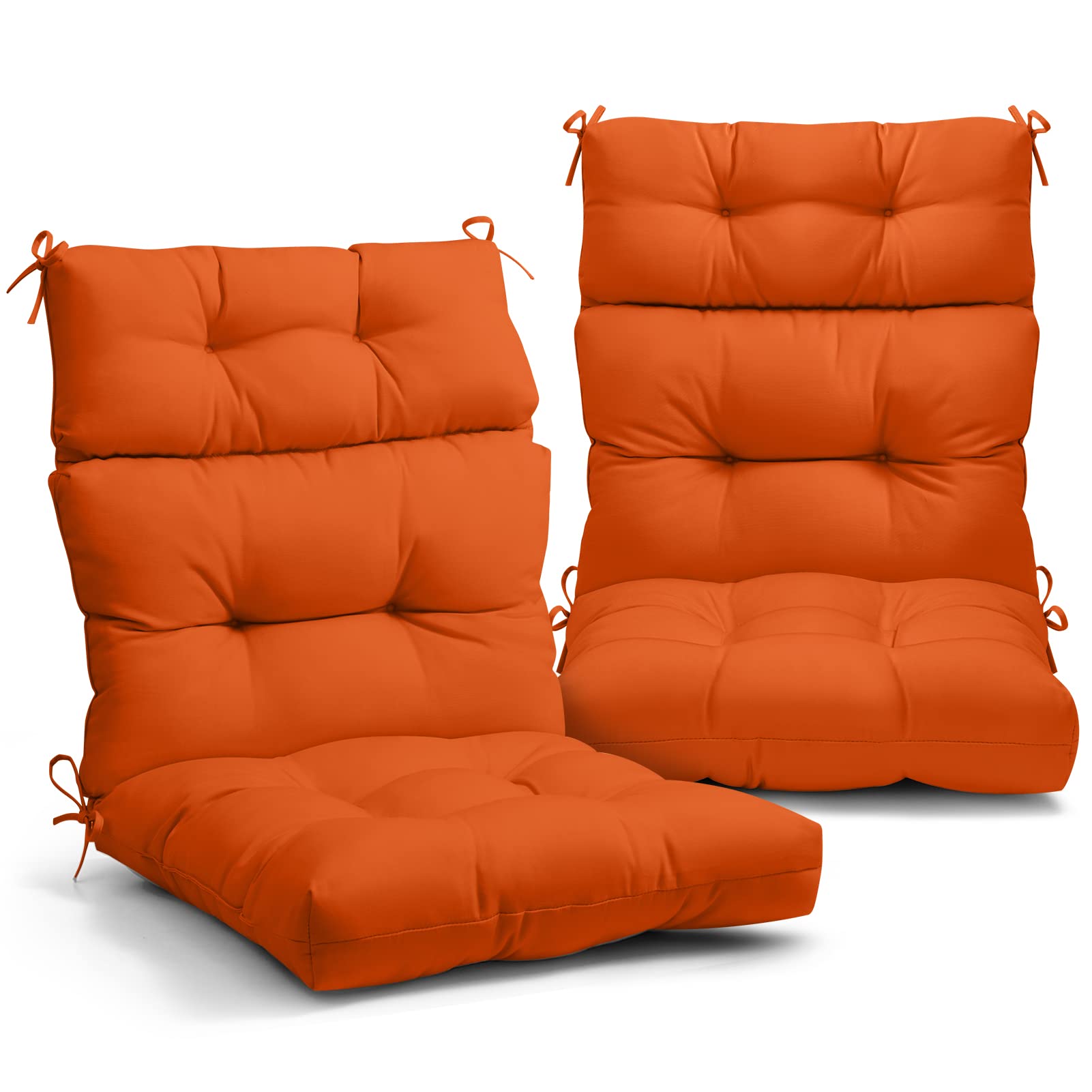 Eagle Peak Tufted Outdoor/Indoor High Back Patio Chair Cushions, Set Of 2, 46' X 22', Burnt Orange