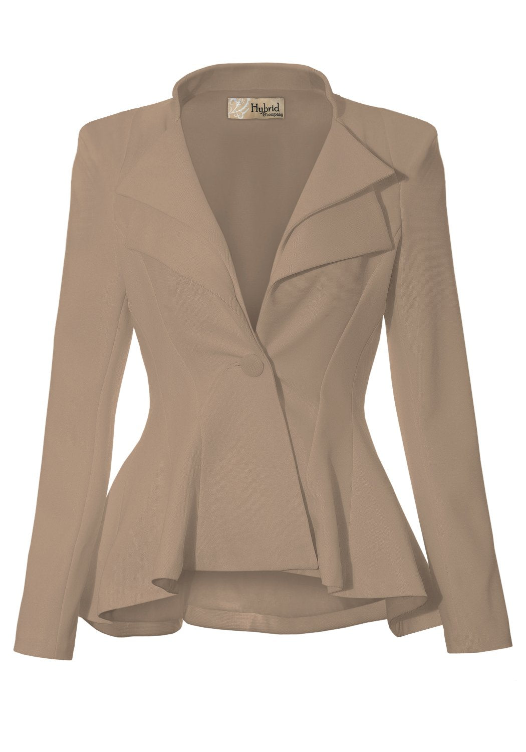 Women Double Notch Lapel Office Blazer Jk43864 1073T Beigekhak M