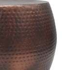 Benjara 20 Inch Classic Iron Low Accent Table, Round Top, Drum Shape, Brown