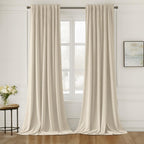 MIULEE Cream Beige Velvet Curtains 84 inches Long 2 Panels - Luxury Pinch Pleated Room Darkening Window Drapes for Bedroom Livin