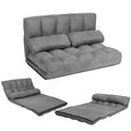 Komfott Adjustable Floor Sofa Bed, Foldable Lazy Sofa Sleeper Bed With 6 Position Backrest & 2 Pillows, Convertible Futon Couch Bed With Suede Cloth Cover, Lounge Recliner For Living Room