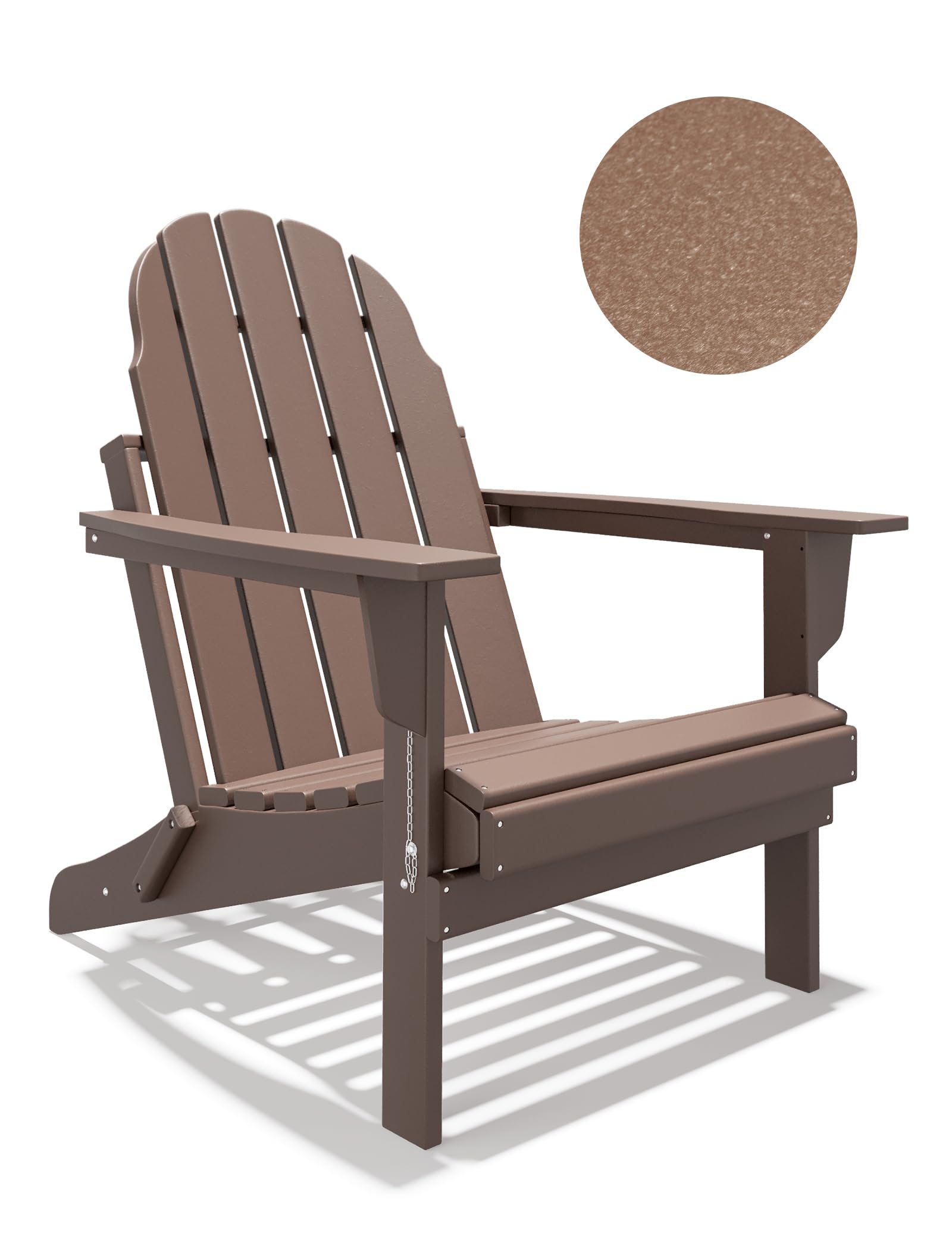 Folding Adirondack Chair - Durable HDPE Poly Lumber All-Weather Resistant, Foldable Oversized Balcony Porch Patio Outdoor Chair 