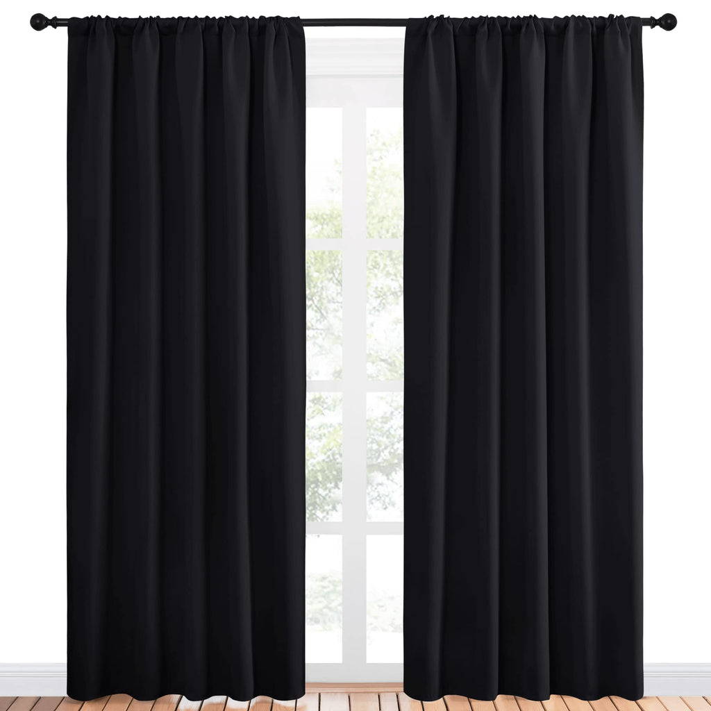 Nicetown Halloween Black Out Window Curtains - Solid Home Decor Thermal Insulated Blackout Drapes For Bedroom, Privacy Assured P