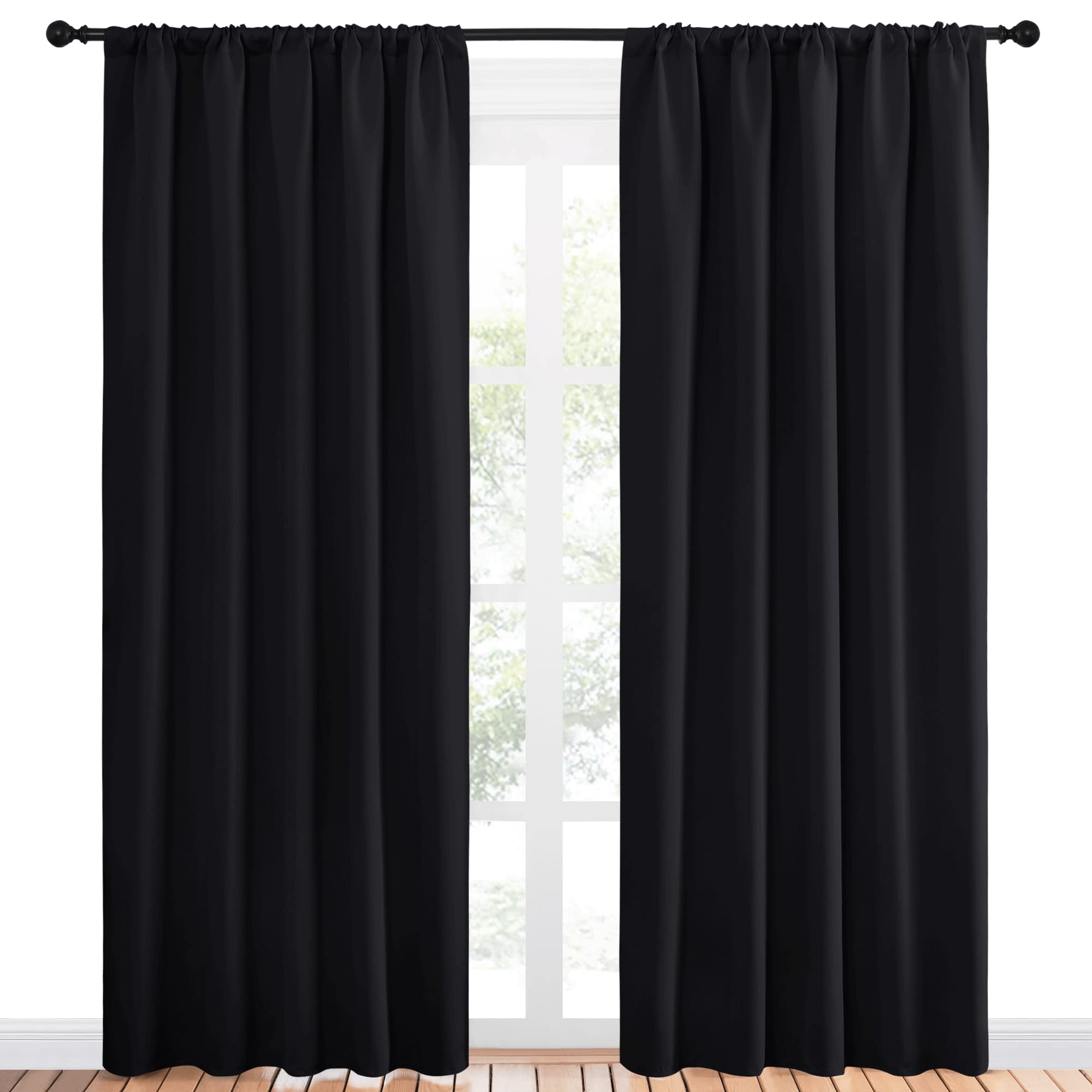 Nicetown Halloween Black Out Window Curtains - Solid Home Decor Thermal Insulated Blackout Drapes For Bedroom, Privacy Assured P