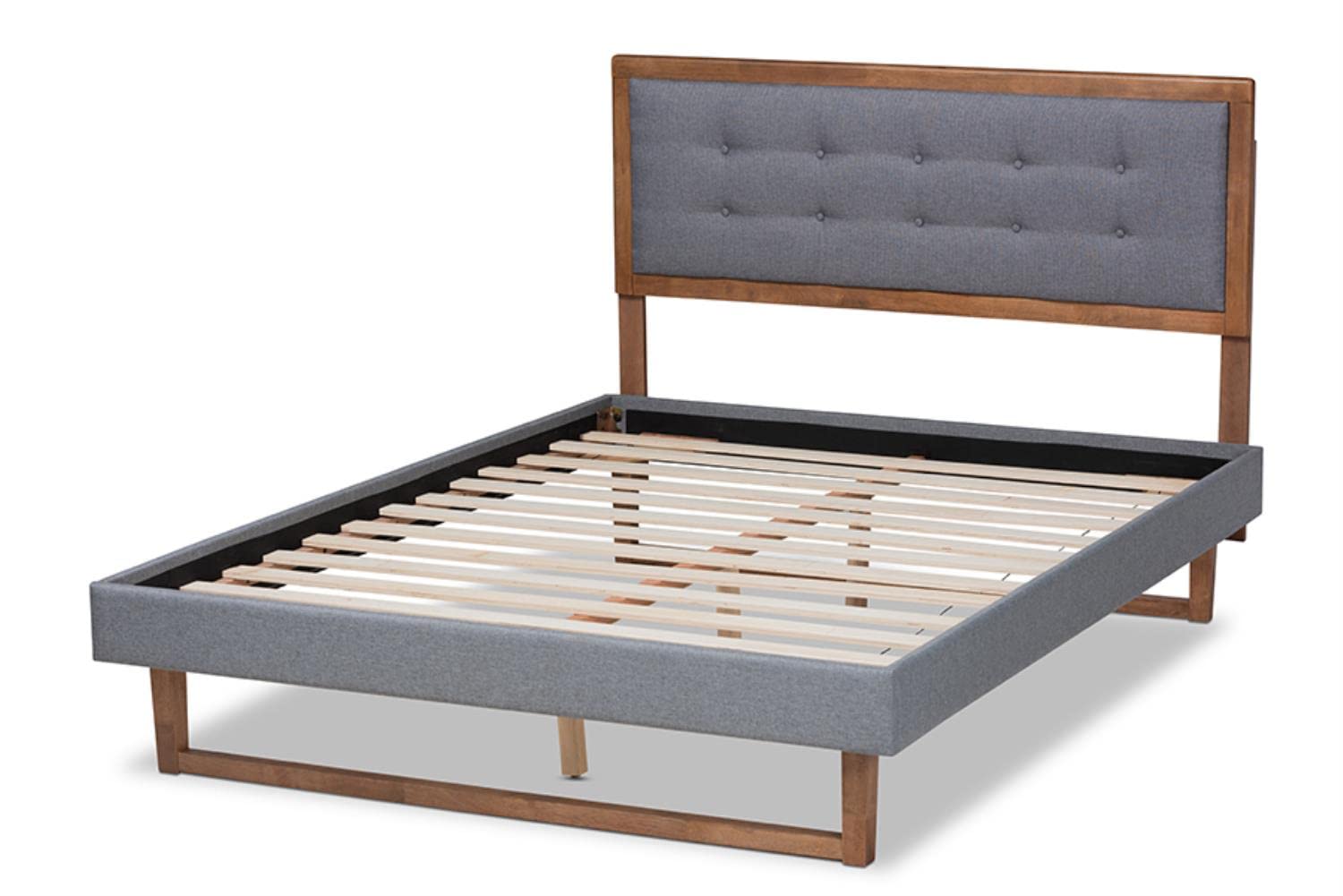 Baxton Studio Emele Full Size Dark Gray Upholstered Wood Platform Bed