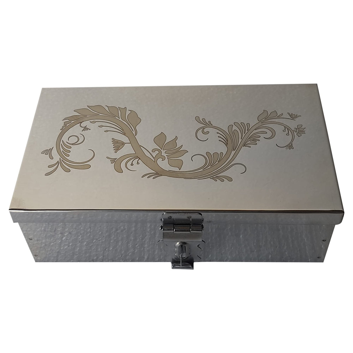 GinoSet Stainless Steel Storage Boxes,Cash Peti, Pooja Peti,Organizer, Vanity Box, Safe Locker Box 8 inch Storage Box (Steel) W