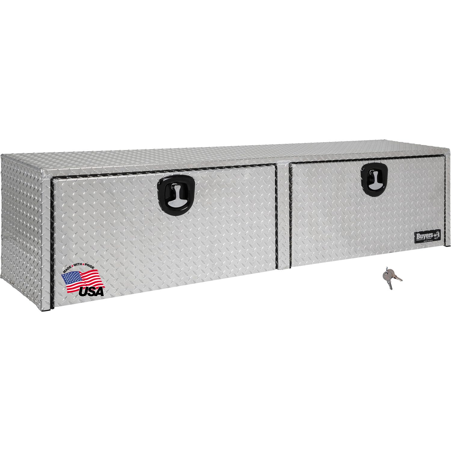Buyers Products 1701561 Diamond Tread Aluminum Topsider Truck Box with T-Handle Latch, 16 x 13 x 96 Inch