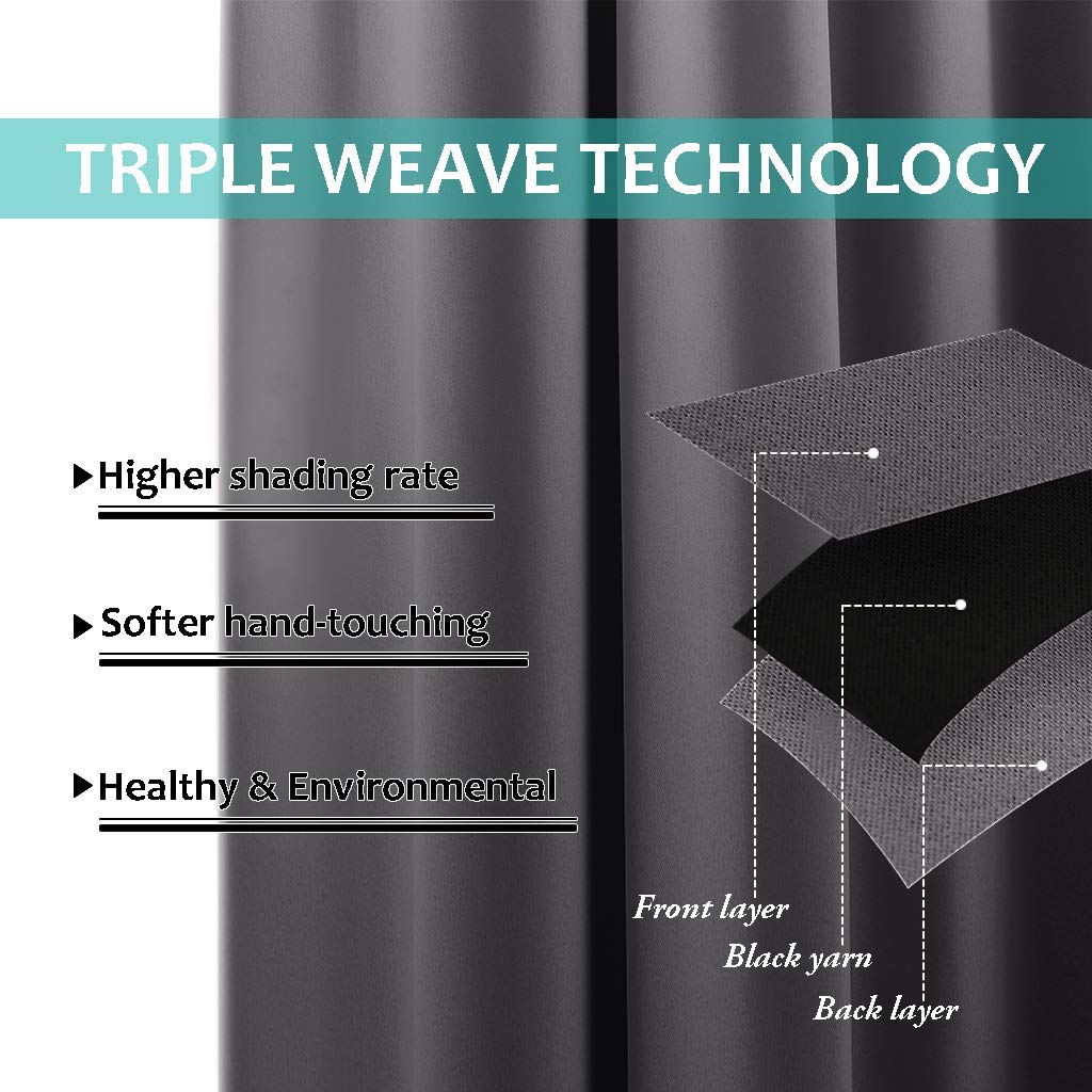 Nicetown Total Shade Curtains And Draperies, Heavy-Duty Full Light Shading Drapes With Black Liner Backing For Villa/Hall/Dorm W